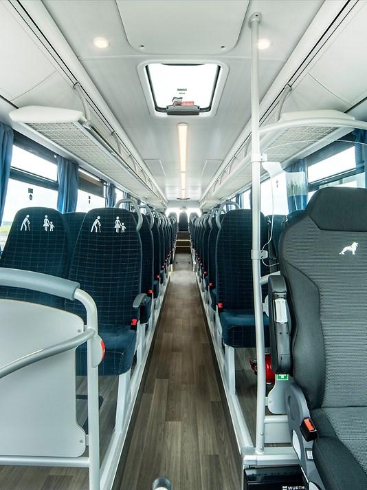 Bright colour scheme in the interior of the MAN Lion&rsquo;s Intercity